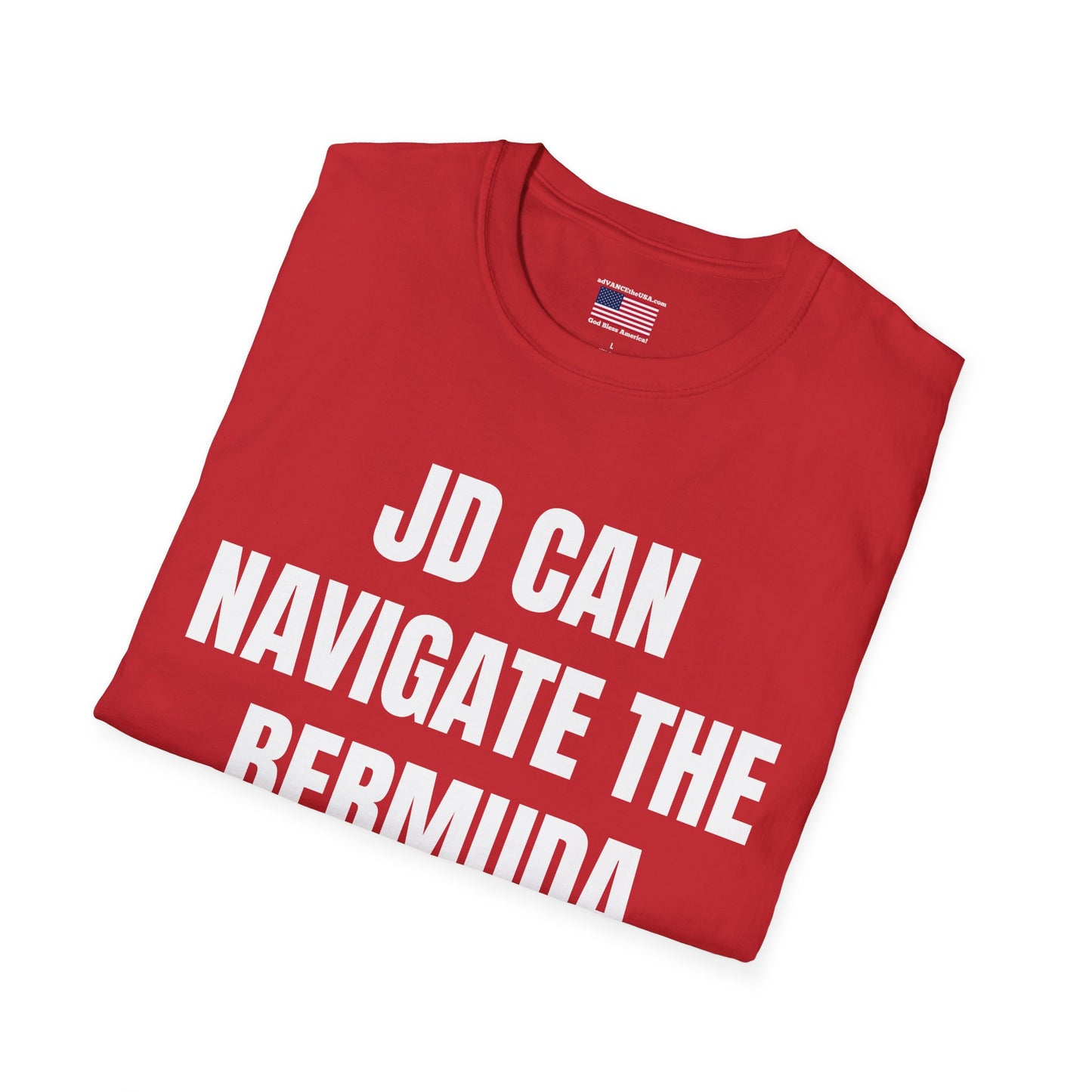 Vance 2028 T-Shirt — "JD Can Navigate the Bermuda Triangle" Novelty Political Tee