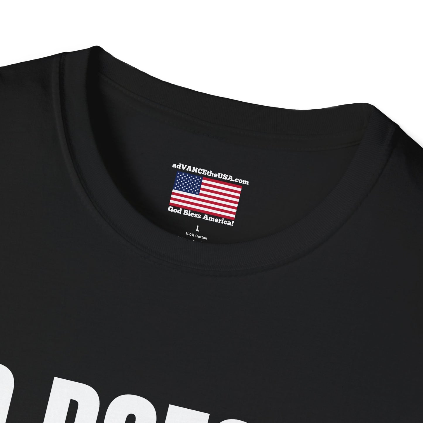 Political Campaign T-Shirt — “JD Doesn’t Eat Tide Pods” / Vance 2028 Back-Print