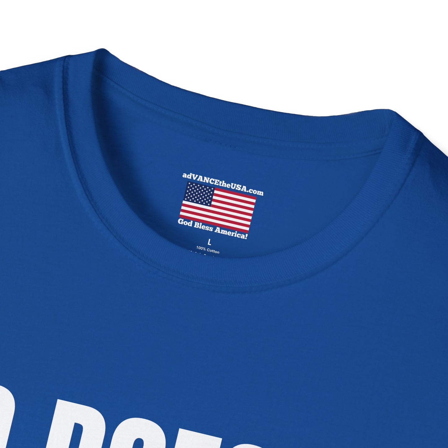 Political Campaign T-Shirt — “JD Doesn’t Eat Tide Pods” / Vance 2028 Back-Print