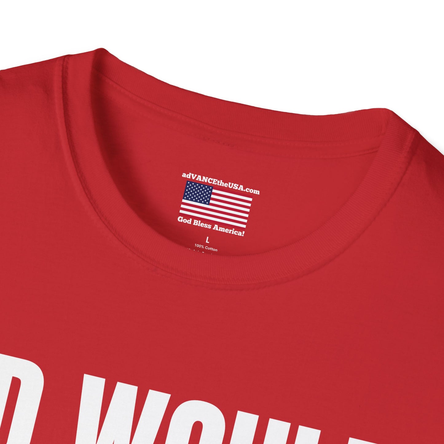 Political Parody T-Shirt — “JD Would Never Sweep Your Leg” / Vance 2028 Back Print