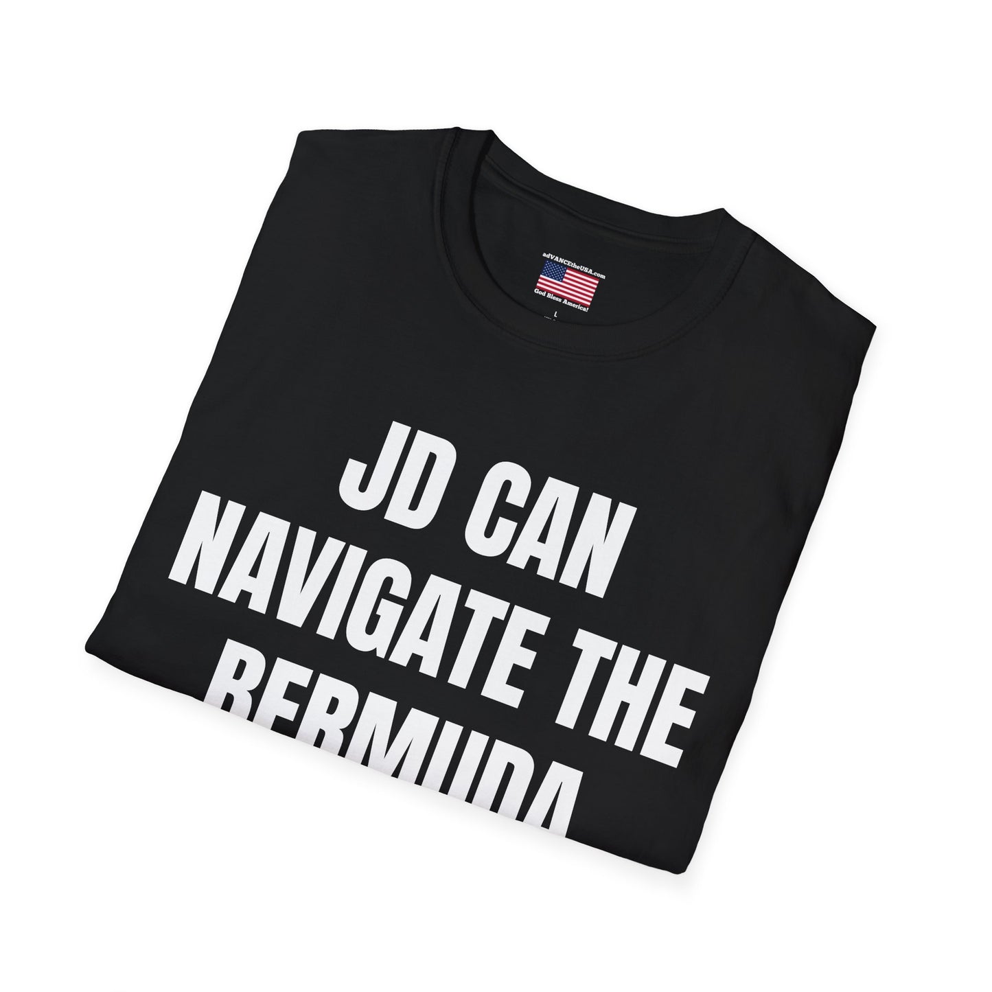 Vance 2028 T-Shirt — "JD Can Navigate the Bermuda Triangle" Novelty Political Tee