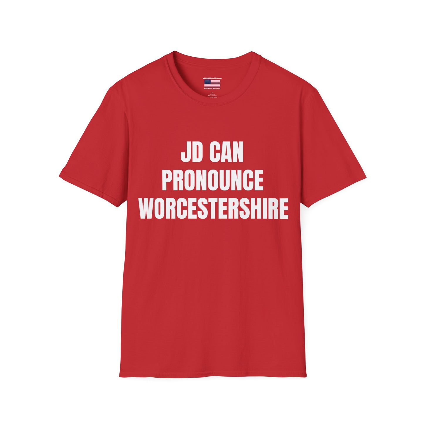 Funny Political T‑Shirt - "JD Can Pronounce Worcestershire" / Vance 2028 Campaign Tee