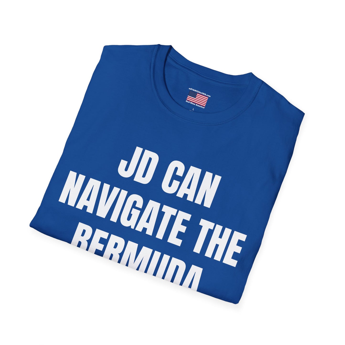 Vance 2028 T-Shirt — "JD Can Navigate the Bermuda Triangle" Novelty Political Tee