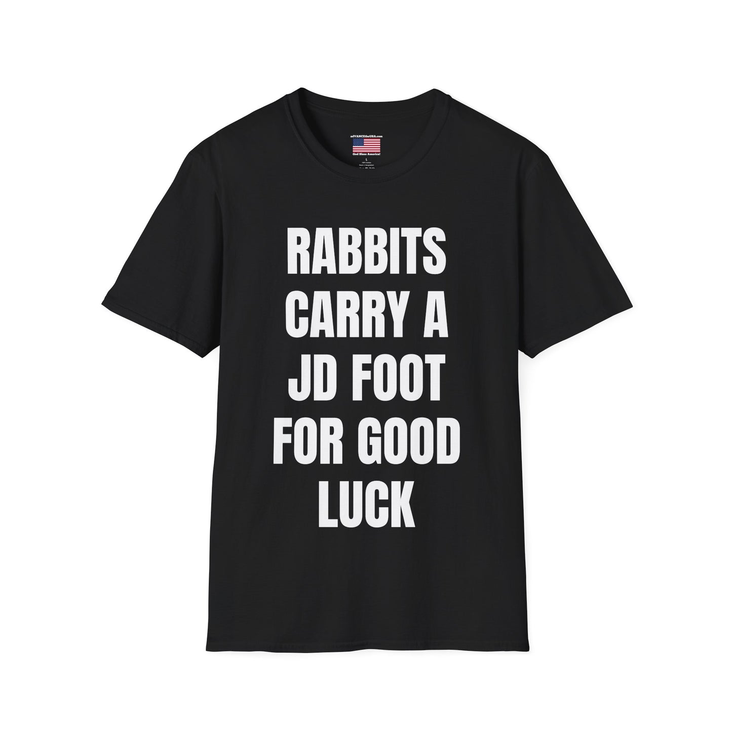 Vance 2028 Funny Political T‑Shirt — "Rabbits Carry a JD Foot for Good Luck" Graphic Tee