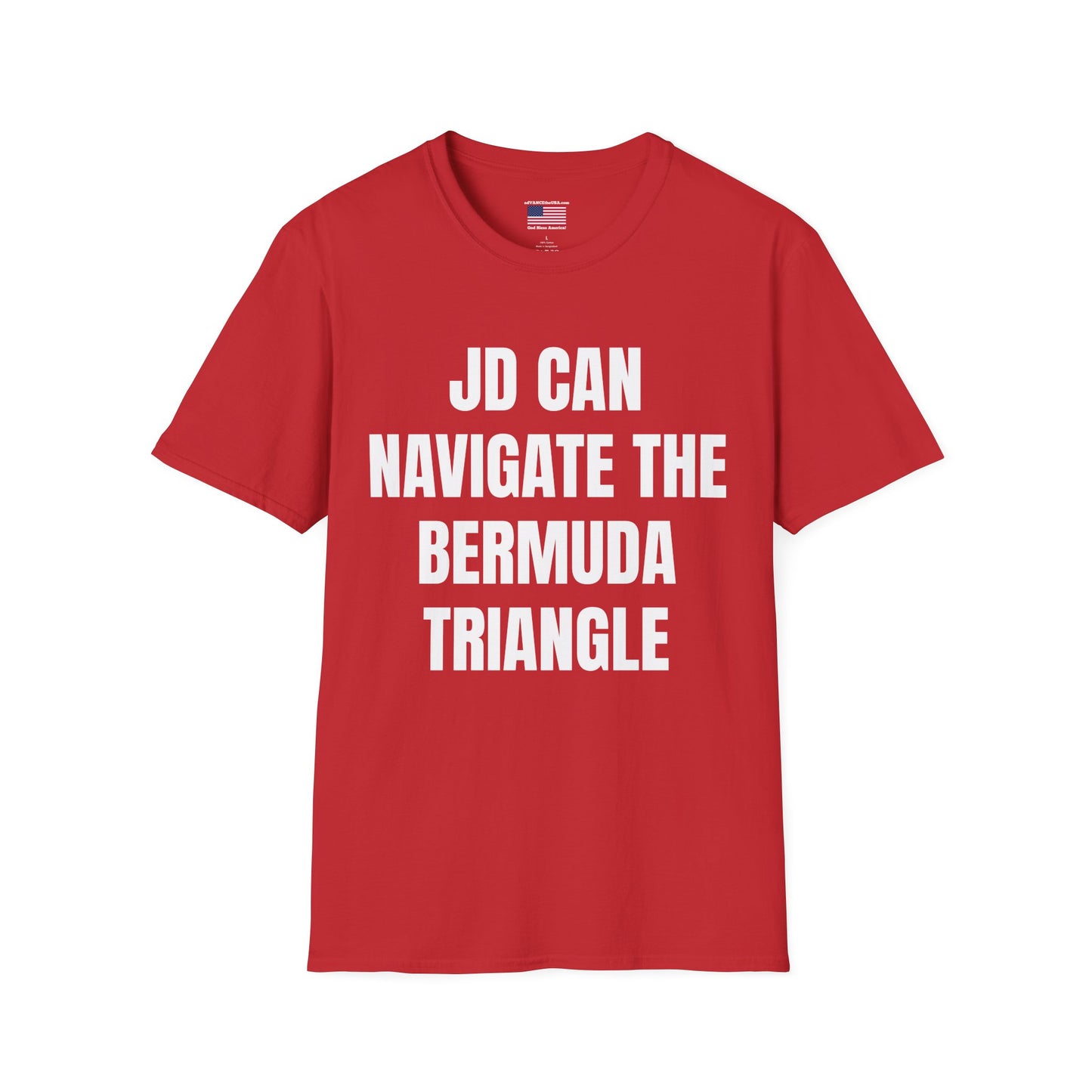 Vance 2028 T-Shirt — "JD Can Navigate the Bermuda Triangle" Novelty Political Tee