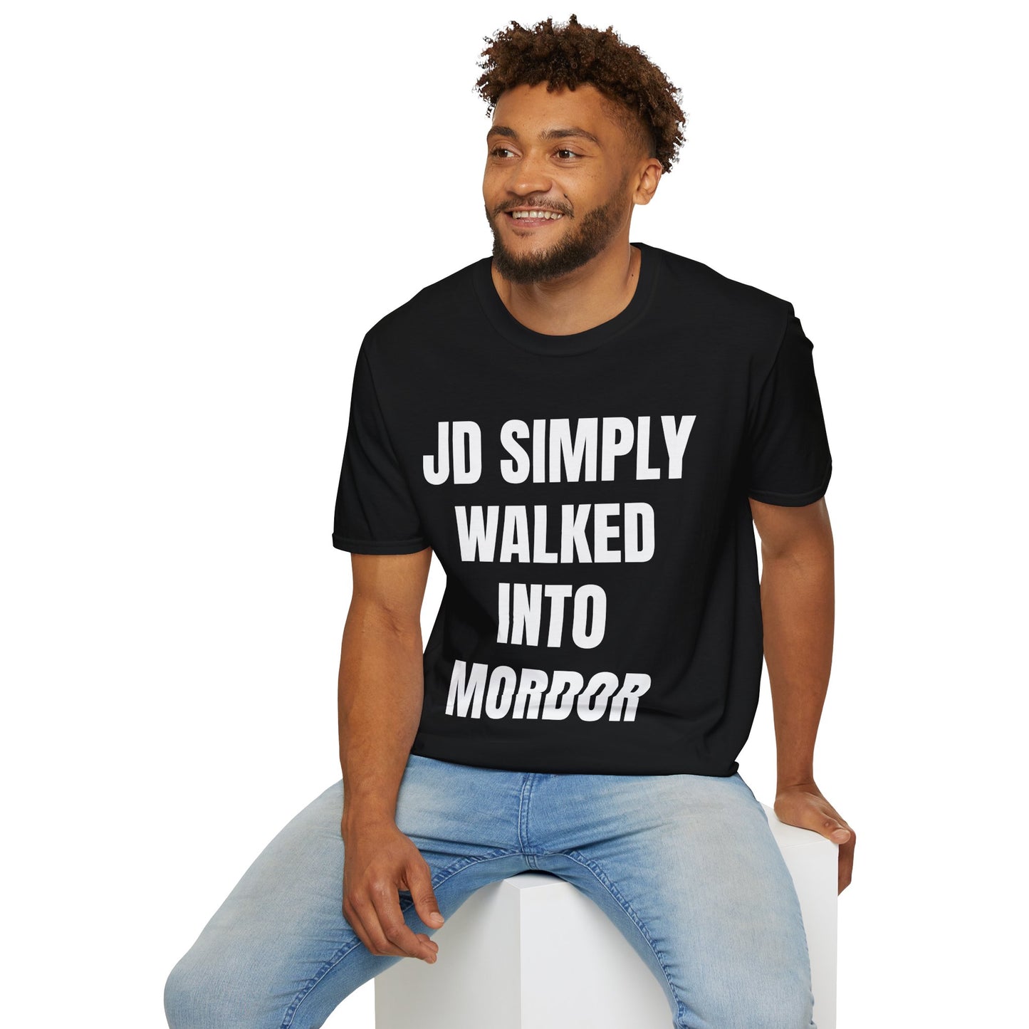 Political Slogan T-Shirt — "JD Simply Walked Into Mordor" / Vance 2028 Campaign Tee