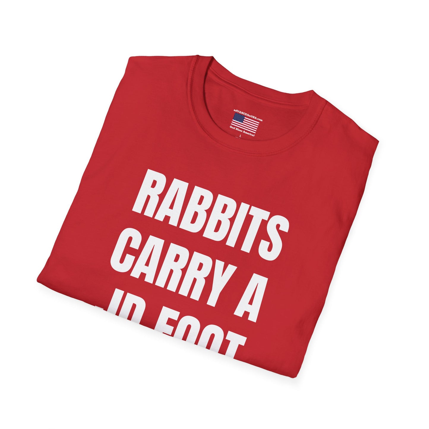 Vance 2028 Funny Political T‑Shirt — "Rabbits Carry a JD Foot for Good Luck" Graphic Tee