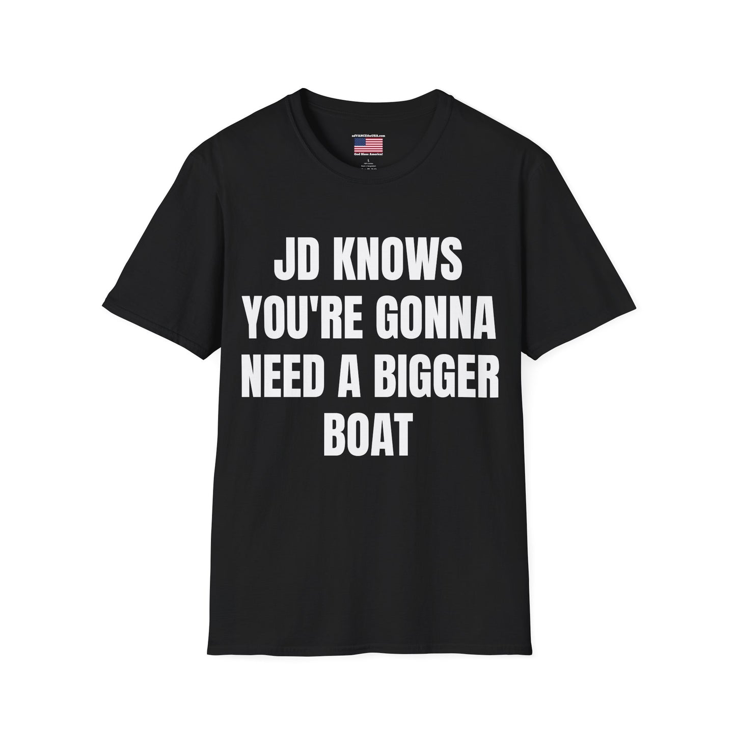 Political Campaign T-Shirt — "JD Knows You're Gonna Need a Bigger Boat" / Vance 2028