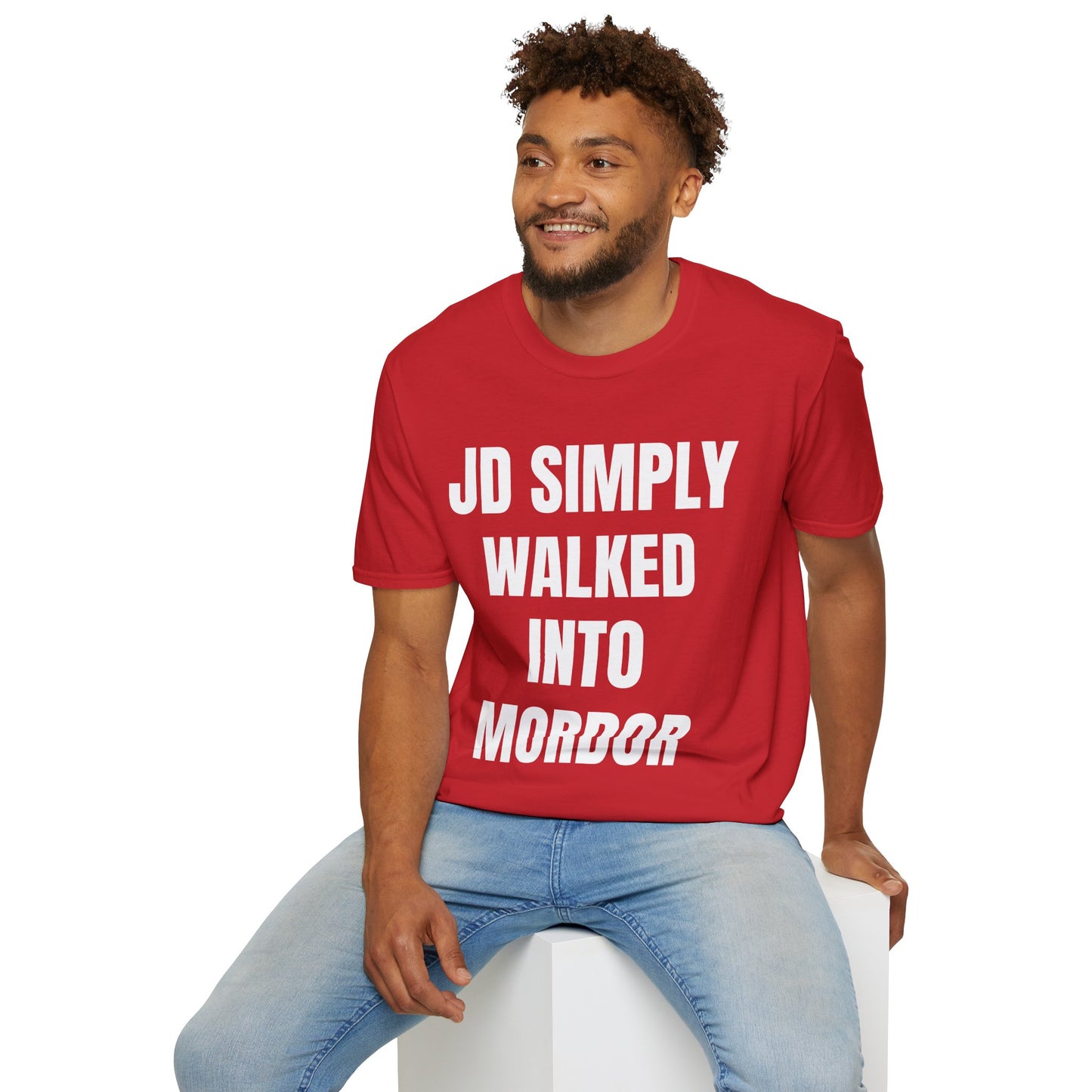 Political Slogan T-Shirt — "JD Simply Walked Into Mordor" / Vance 2028 Campaign Tee