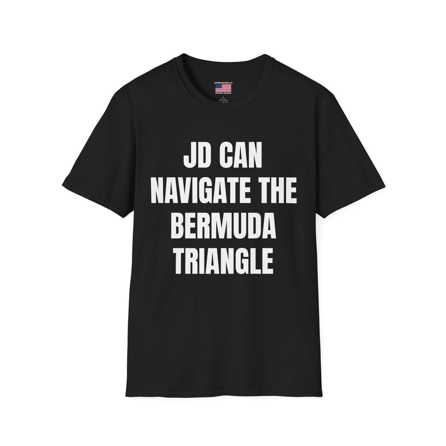 Vance 2028 T-Shirt — "JD Can Navigate the Bermuda Triangle" Novelty Political Tee