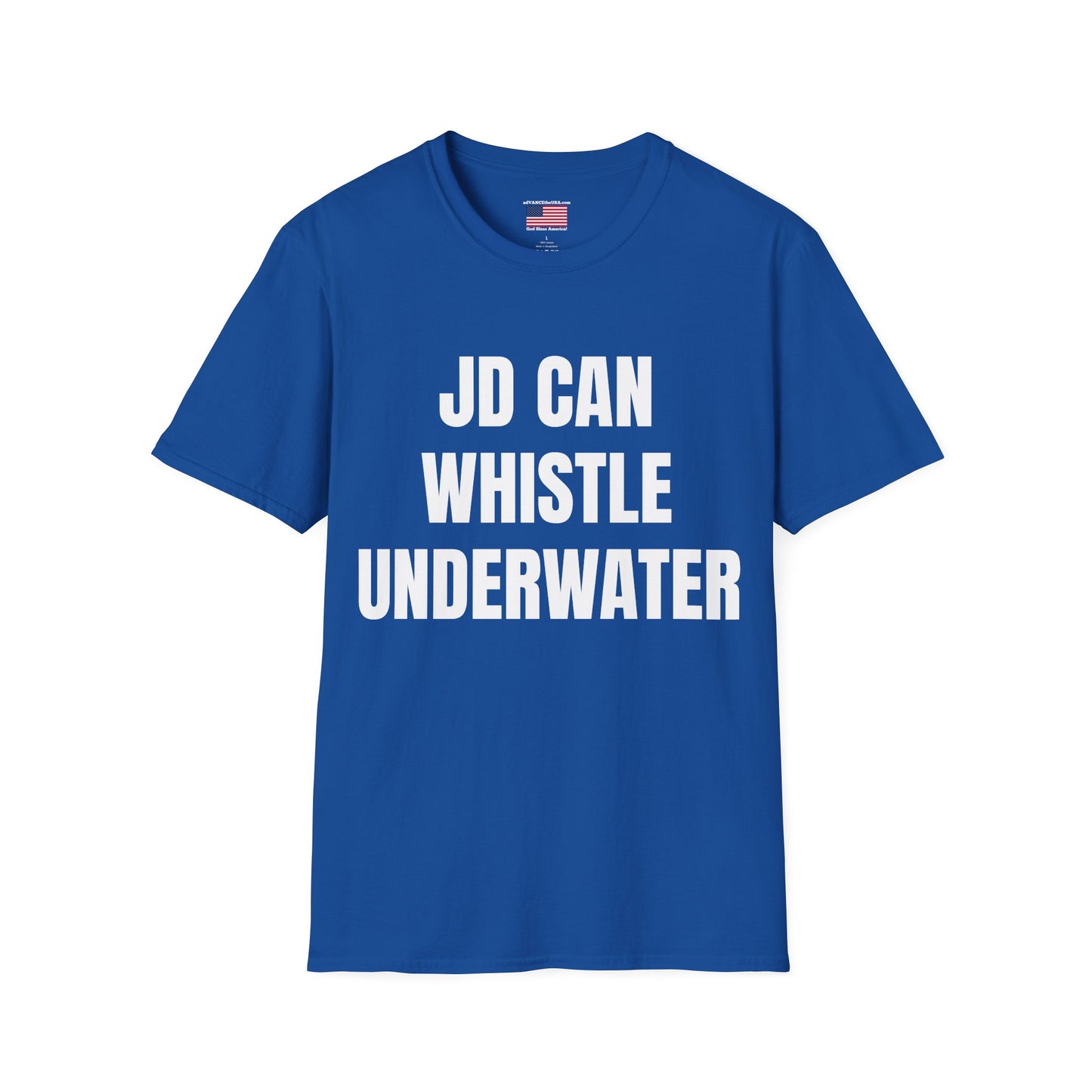 Political Tee — "JD Can Whistle Underwater" Front / Vance 2028 Back T-Shirt