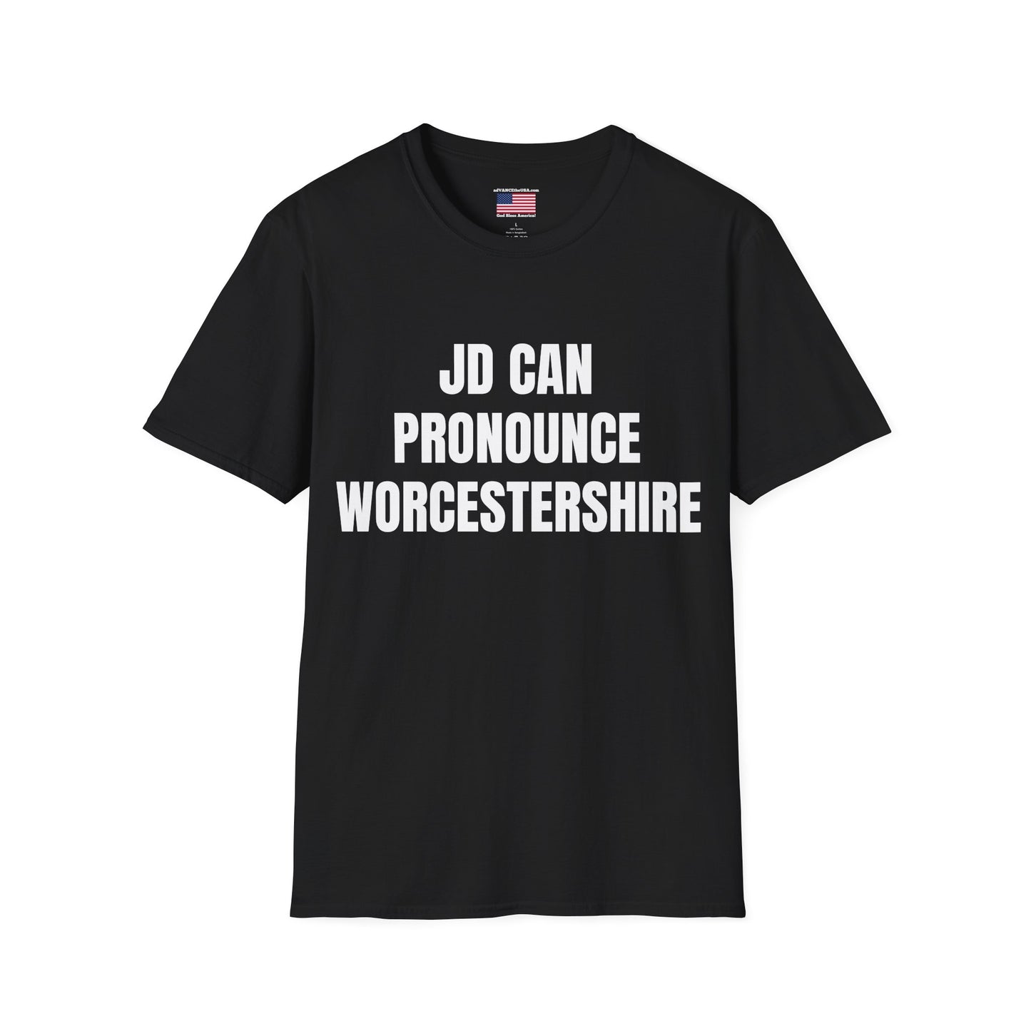 Funny Political T‑Shirt - "JD Can Pronounce Worcestershire" / Vance 2028 Campaign Tee