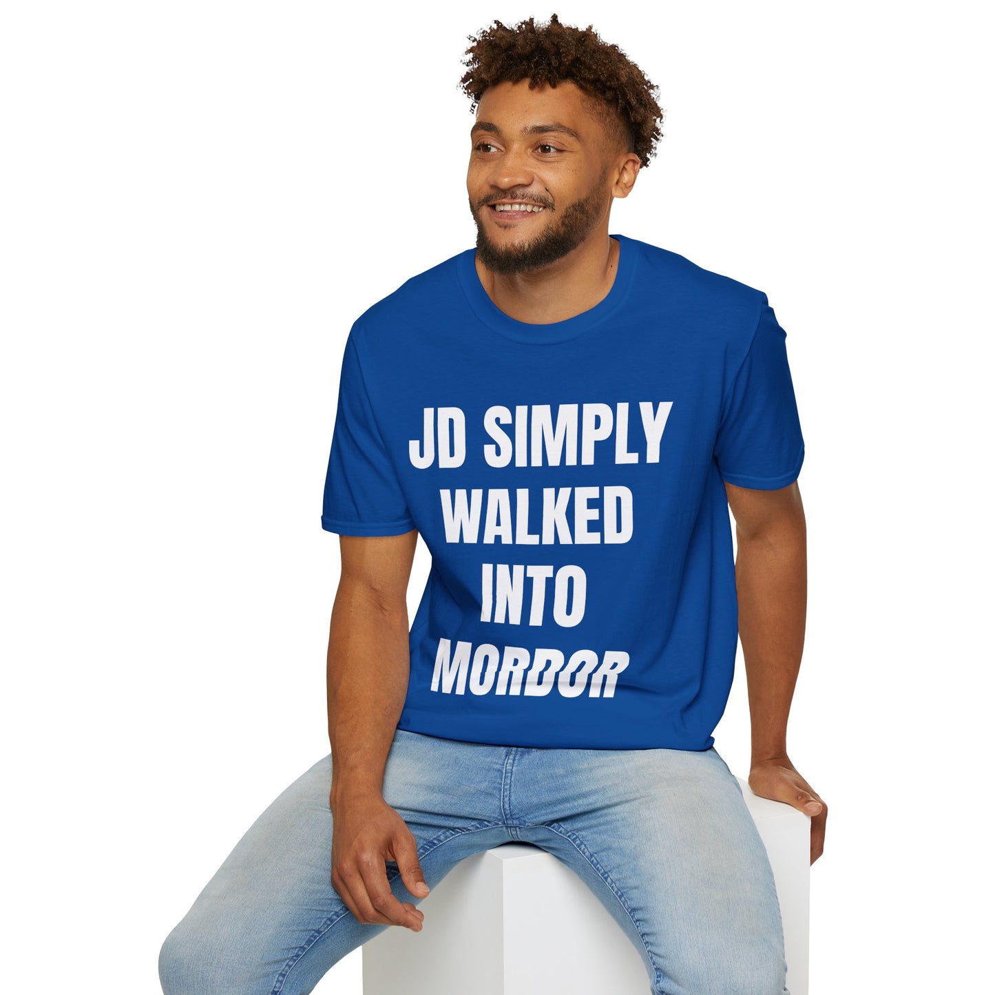 Political Slogan T-Shirt — "JD Simply Walked Into Mordor" / Vance 2028 Campaign Tee