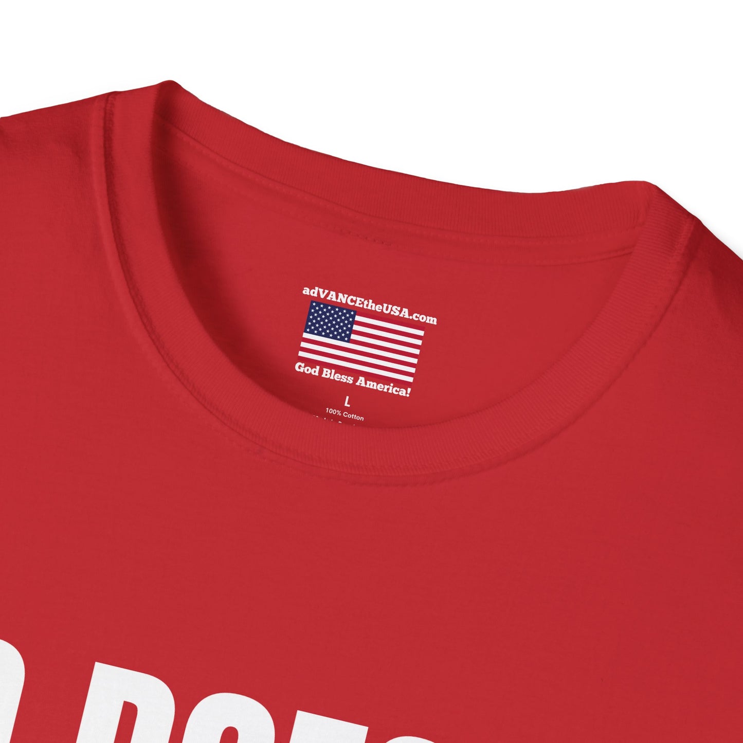 Political Campaign T-Shirt — “JD Doesn’t Eat Tide Pods” / Vance 2028 Back-Print